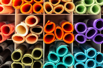 DIY creativity concept with display rack pf colorful paper set