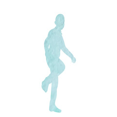 blue watercolor silhouette child