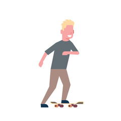 man skateboarding over white background cartoon full length character. flat style vector illustration