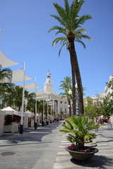 Fototapeta na wymiar Cádiz, Spain - June 21, 2018: Plaza de San Juan de Dios in Cádiz.