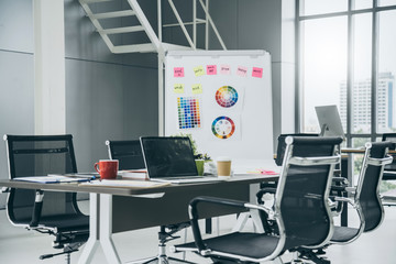 nice creativity office space with work station and modern funiture background