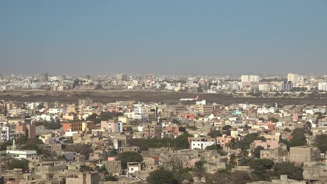 Panoramic view of Dakar, Senegal - airport in the background 