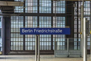 sign Berlins central s-Bahn station at Friedrichstrasse