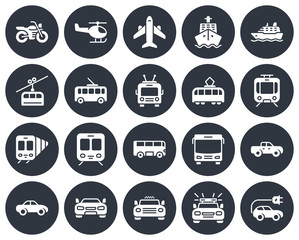 Round icons set of some transport facilities