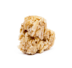 Oatmeal heart dessert isolated on white background