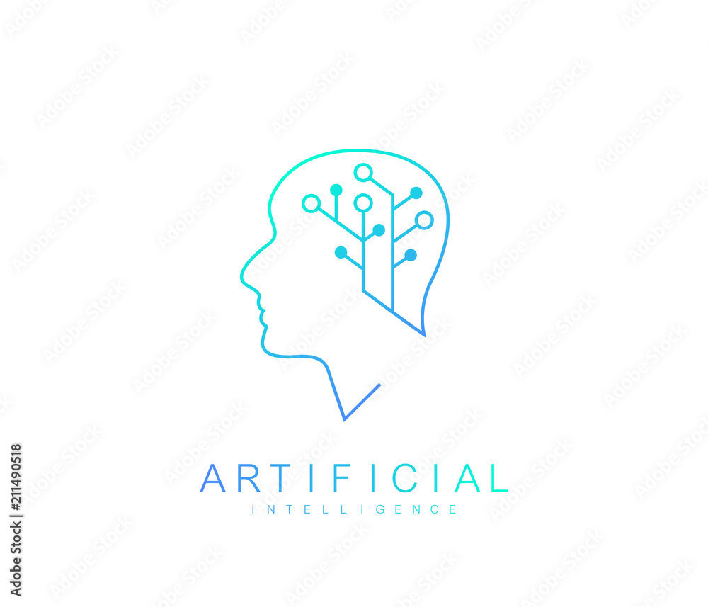 Leinwandbilder Vector Template Artificial Intelligence Logo. Artificial Intelligence Icon, Logotype, Symbol. Artificial Intelligence Concept of Machine Learning.