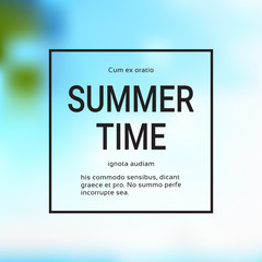 summer time blurred sea bokeh background frame design badge vacation season holidays lettering for logo templates invitation greeting card prints and posters copy space vector illustration