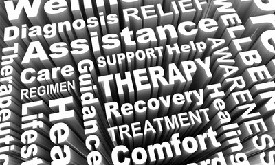 Therapy Treatment Help Healing Words 3d Render Illustration