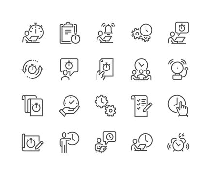 Simple Set of Time Management Related Vector Line Icons. Contains such Icons as To Do List, Time log, Alarm and more. Editable Stroke. 48x48 Pixel Perfect.