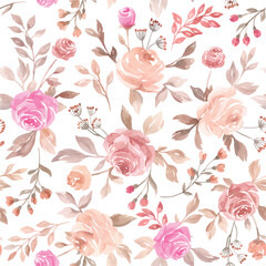 Pastel vector seamless flower pattern backdrop background