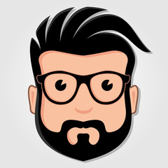 Man Cartoon Face with Glasses. Vector illustration.