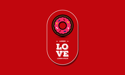 Sweet Donut Love Badge Sticker Design Vector Illustration