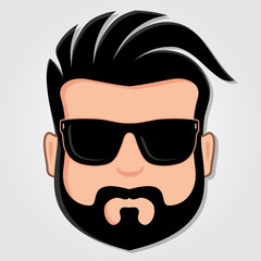 Man Cartoon Face with Glasses. Vector illustration.
