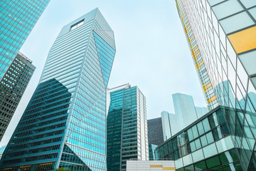 Fototapeta na wymiar Modern skyscrapers view in business downtown district under sky