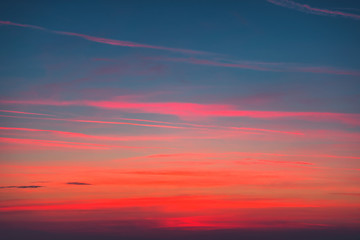 Sunrise sky clouds. July morning