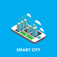 Smart City Isometric Vector Template Design Illustration