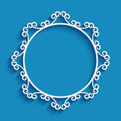 Round frame with cutout paper border pattern