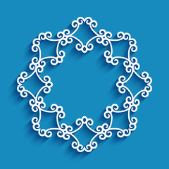 Round frame with cutout paper border ornament