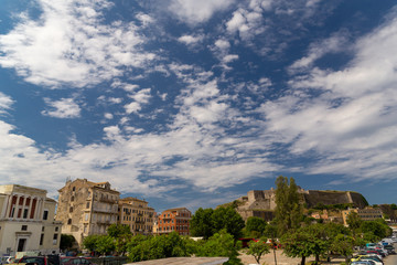 Fototapeta na wymiar coflu city view from fortress spring , greece