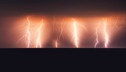 Lightning storm over Black sea near Varna. Bulgaria
