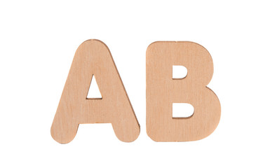 wooden english letters isolated