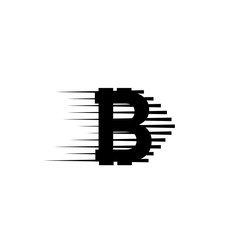 Bitcoin coin with fast speed motion lines