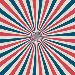 United States Independence Day 4th of July or Memorial Day background. Retro grunge patriotic vector illustration. Concentric stripes in colors of American flag.