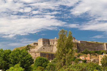 Fototapeta na wymiar coflu city view from fortress spring , greece