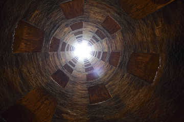 St. Patrick's well, Orvieto, Italy. Historic well. Great engineering work, carried out in 1547. bottom view