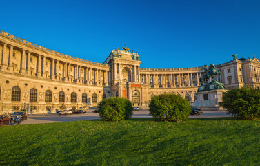 Fototapeta na wymiar Building of the Austrian National Library, Hofburg complex, Vienna, Austria.