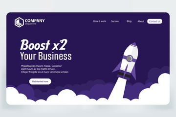 Boost Business Website Landing Page Vector Template Design Concept