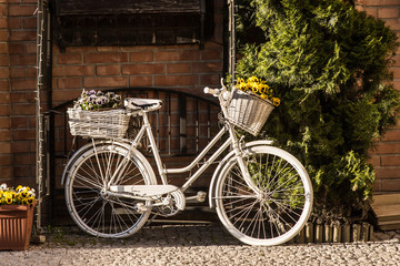Fototapeta na wymiar Old decorated bicycle outdoor