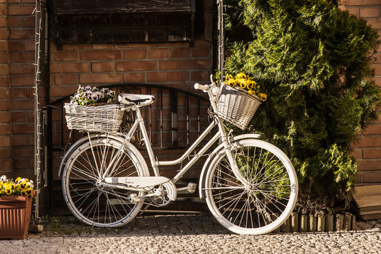 Old decorated bicycle outdoor