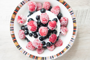 Tasty and delicious ice cream with berries
