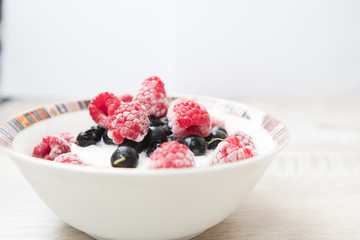Tasty and delicious ice cream with berries