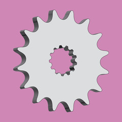 Sprocket wheel on pink backgrounds. Three dimensions vector