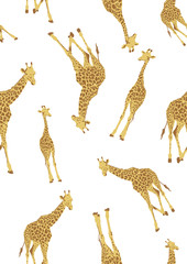 seamless pattern illustration giraffe on white background