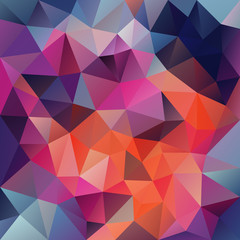 vector abstract irregular polygonal square background - triangle low poly pattern - cute dark holographic color spectrum - pink, orange, blue, purple, violet