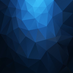 vector abstract irregular polygonal square background - triangle low poly pattern - dark navy blue color gradient