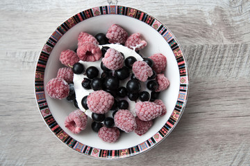 Tasty and delicious ice cream with berries
