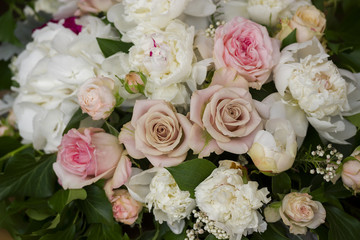 Roses and peony flowers wedding bouquet, decoration.