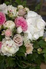 Roses and peony flowers wedding bouquet, decoration.
