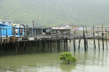 Fototapeta na wymiar Village flottant de Tai O près de Hong Kong