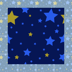 Seamless pattern with yellow and blue stars
