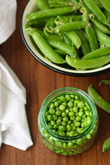 green peas  Close up - ripe green peas (harvest). food background