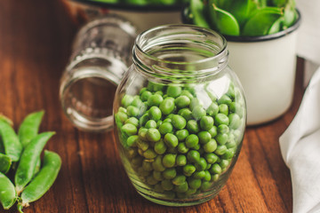 green peas  Close up - ripe green peas (harvest). food background