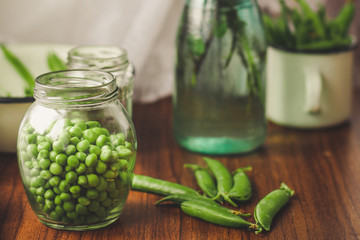 green peas  Close up - ripe green peas (harvest). food background