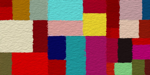 Image of illustration graphic design geometric color block pattern background with rough paper texture background printed on Printed Glass Splashbacks