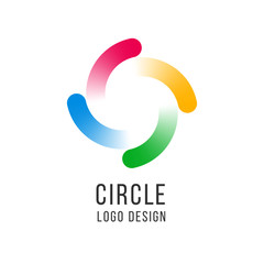 Circle logo. Circled spiral, swirl universal color logotype. Abstract round vector icon