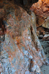 Erosion of a stone in a grotto from sea waves